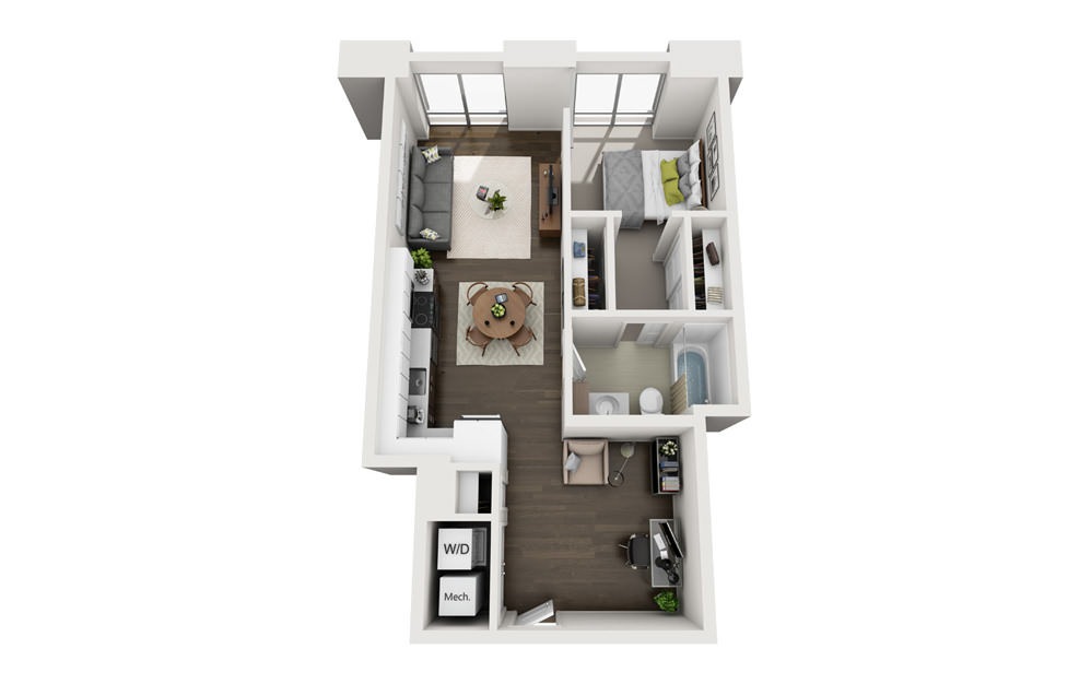 1x1 F - 1 bedroom floorplan layout with 1 bath and 651 square feet. 1x1 F - 1 bedroom floorplan layout with 1 bath and 651 square feet.